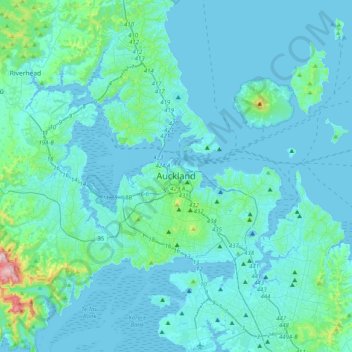 Topografische Karte Auckland, Höhe, Relief