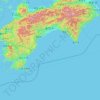 Topografische Karte Präfektur Kōchi, Höhe, Relief