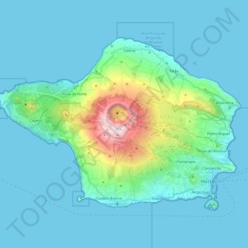 Topografische Karte Faial, Höhe, Relief