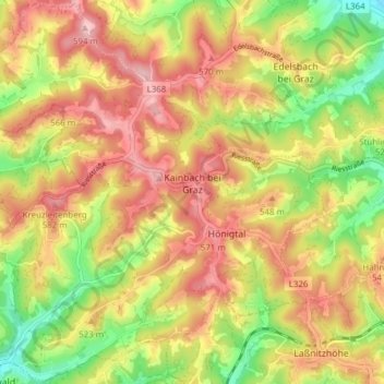 Topografische Karte Kainbach bei Graz, Höhe, Relief