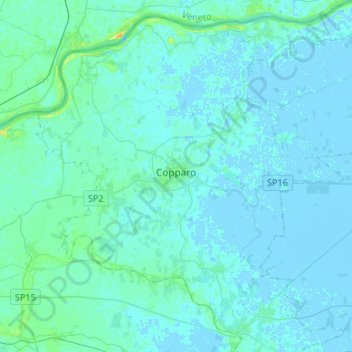 Topografische Karte Copparo, Höhe, Relief