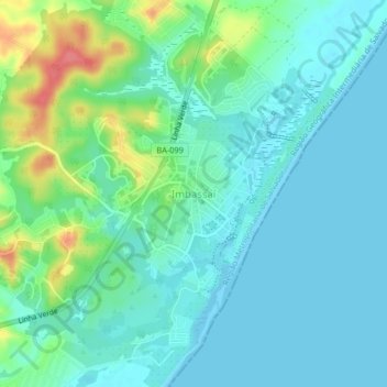 Topografische Karte Imbassaí, Höhe, Relief