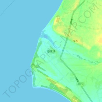 Topografische Karte 感城镇, Höhe, Relief