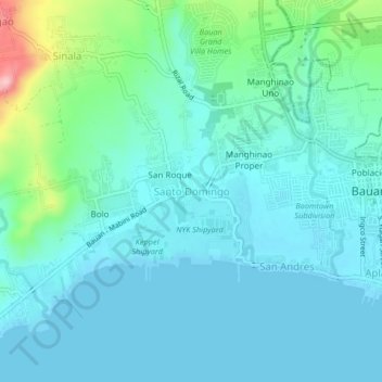 Topografische Karte Santo Domingo, Höhe, Relief