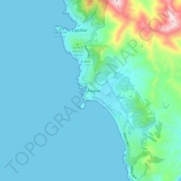 Topografische Karte Cachagua, Höhe, Relief