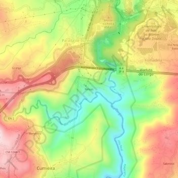 Topografische Karte Relvas, Höhe, Relief