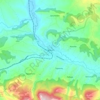 Topografische Karte Svrljig, Höhe, Relief