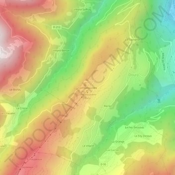 Topografische Karte Combelouvière, Höhe, Relief