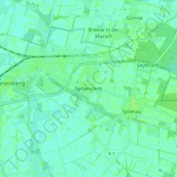 Topografische Karte Nebenstedt, Höhe, Relief