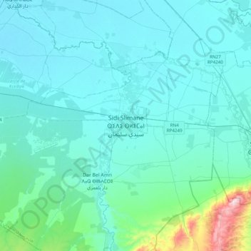 Topografische Karte Sidi Slimane, Höhe, Relief
