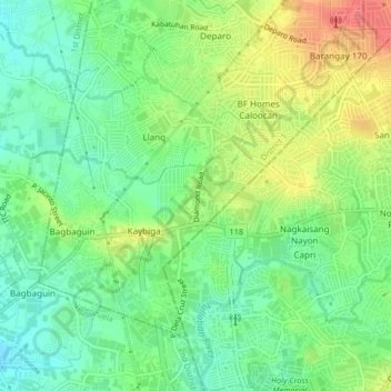 Topografische Karte Caybiga, Höhe, Relief