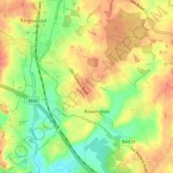 Topografische Karte Rowington Green, Höhe, Relief