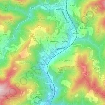 Topografische Karte Terrigoli, Höhe, Relief