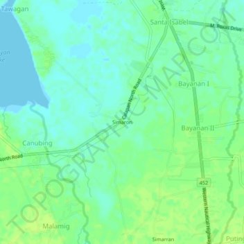 Topografische Karte Simaron, Höhe, Relief