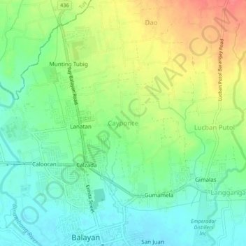 Topografische Karte Cayponce, Höhe, Relief