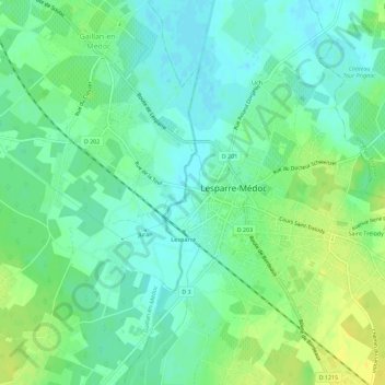 Topografische Karte Eyran, Höhe, Relief
