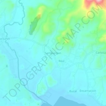 Topografische Karte Sambungan, Höhe, Relief