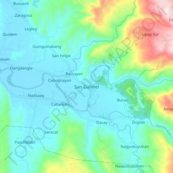 Topografische Karte San Gabriel, Höhe, Relief
