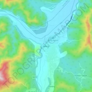 Topografische Karte Along, Höhe, Relief