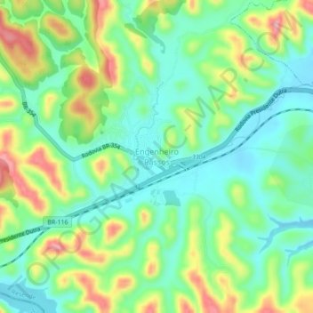 Topografische Karte Engenheiro Passos, Höhe, Relief