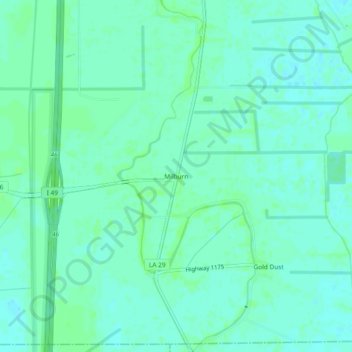 Topografische Karte Milburn, Höhe, Relief