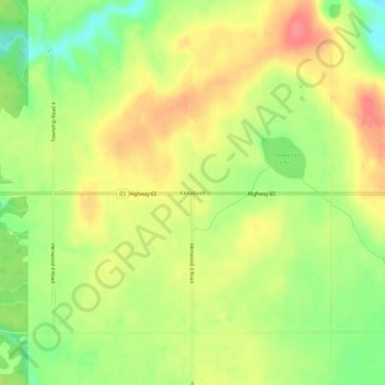 Topografische Karte Kenabeek, Höhe, Relief