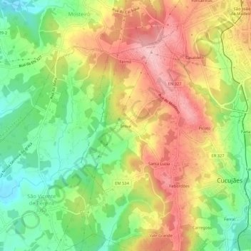 Topografische Karte Ínsua, Höhe, Relief