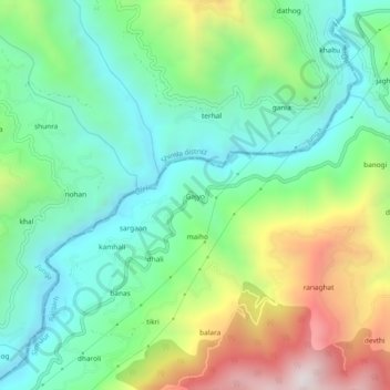 Topografische Karte Gajyo, Höhe, Relief