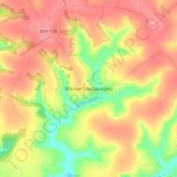 Topografische Karte Maloye Gorod'kovo, Höhe, Relief