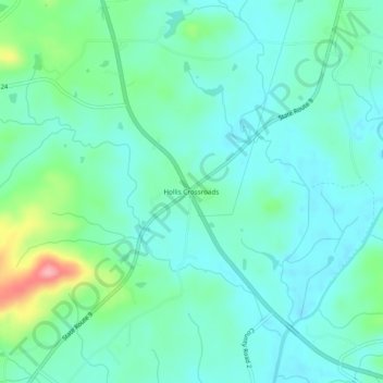 Topografische Karte Hollis Crossroads, Höhe, Relief