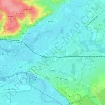 Topografische Karte La Chaume, Höhe, Relief