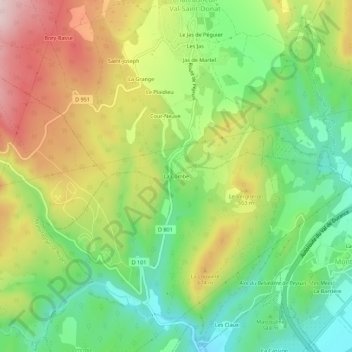 Topografische Karte La Combe, Höhe, Relief