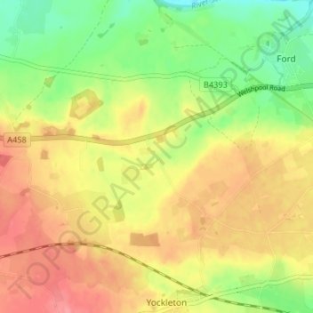 Topografische Karte Cardeston, Höhe, Relief