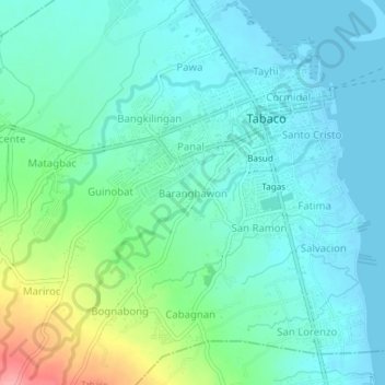 Topografische Karte Baranghawon, Höhe, Relief