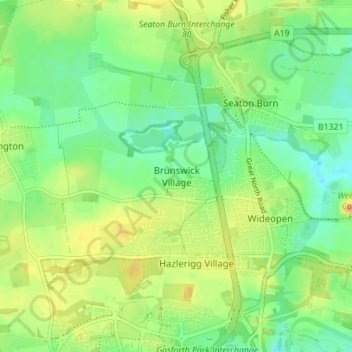 Topografische Karte Brunswick Village, Höhe, Relief