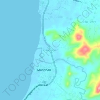 Topografische Karte Linangkayan, Höhe, Relief