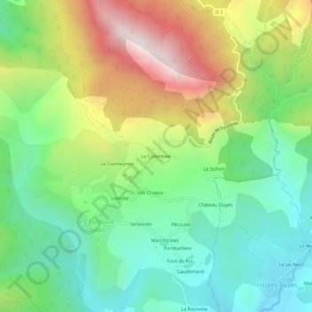 Topografische Karte Le Colombier, Höhe, Relief
