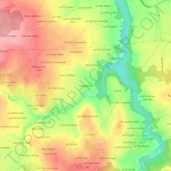 Topografische Karte La Bigotais, Höhe, Relief