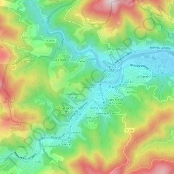 Topografische Karte La Glorie, Höhe, Relief