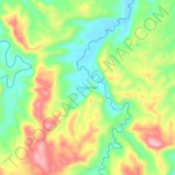 Topografische Karte Denoman, Höhe, Relief