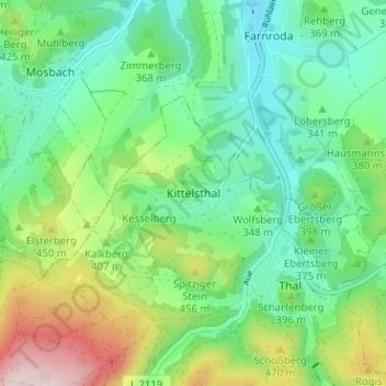 Topografische Karte Kittelsthal, Höhe, Relief