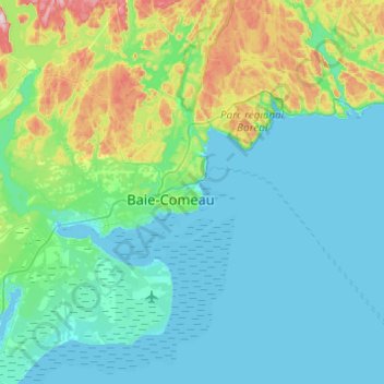 Topografische Karte Baie-Comeau, Höhe, Relief