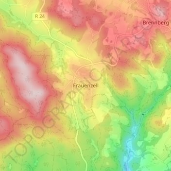 Topografische Karte Frauenzell, Höhe, Relief