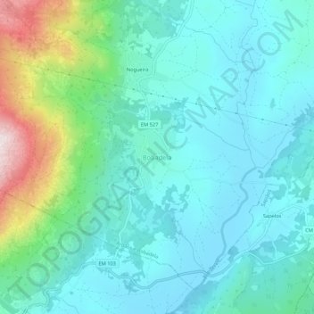 Topografische Karte Bobadela, Höhe, Relief