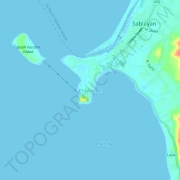 Topografische Karte Poblacion, Höhe, Relief