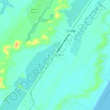 Topografische Karte Manoel Dias, Höhe, Relief