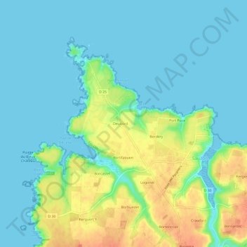 Topografische Karte Deuborh, Höhe, Relief