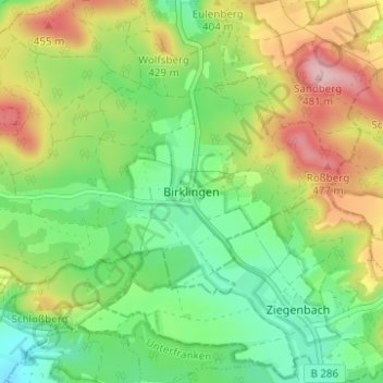 Topografische Karte Birklingen, Höhe, Relief