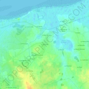 Topografische Karte La Pitardais, Höhe, Relief