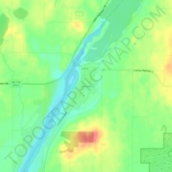 Topografische Karte Jim Falls, Höhe, Relief
